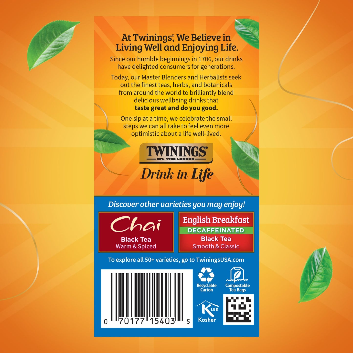 Twinings Variety Pack Black Tea Bags, 20 Count (Pack of 6), Includes English Breakfast, Early Grey, Irish Breakfast, and Lady Gr