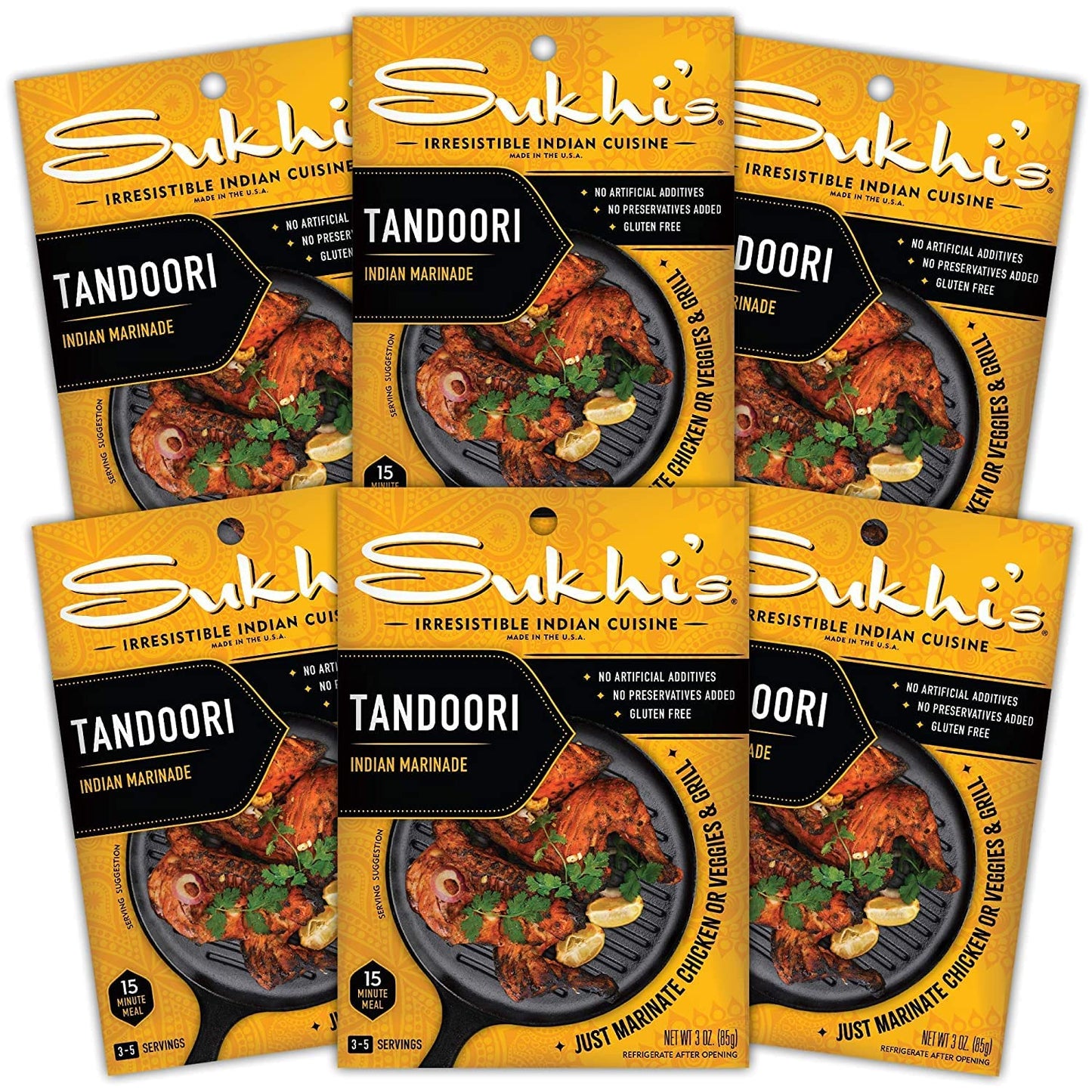 Sukhi'S Indian Tandoori Marinade - Tandoori Paste 3Oz (Pack Of 6) 84 Servings - Tandoori Chicken Marinade Sauce Meat Marinade St