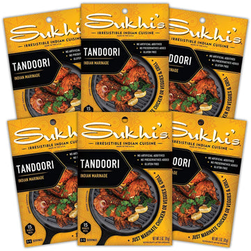 Sukhi'S Indian Tandoori Marinade - Tandoori Paste 3Oz (Pack Of 6) 84 Servings - Tandoori Chicken Marinade Sauce Meat Marinade St