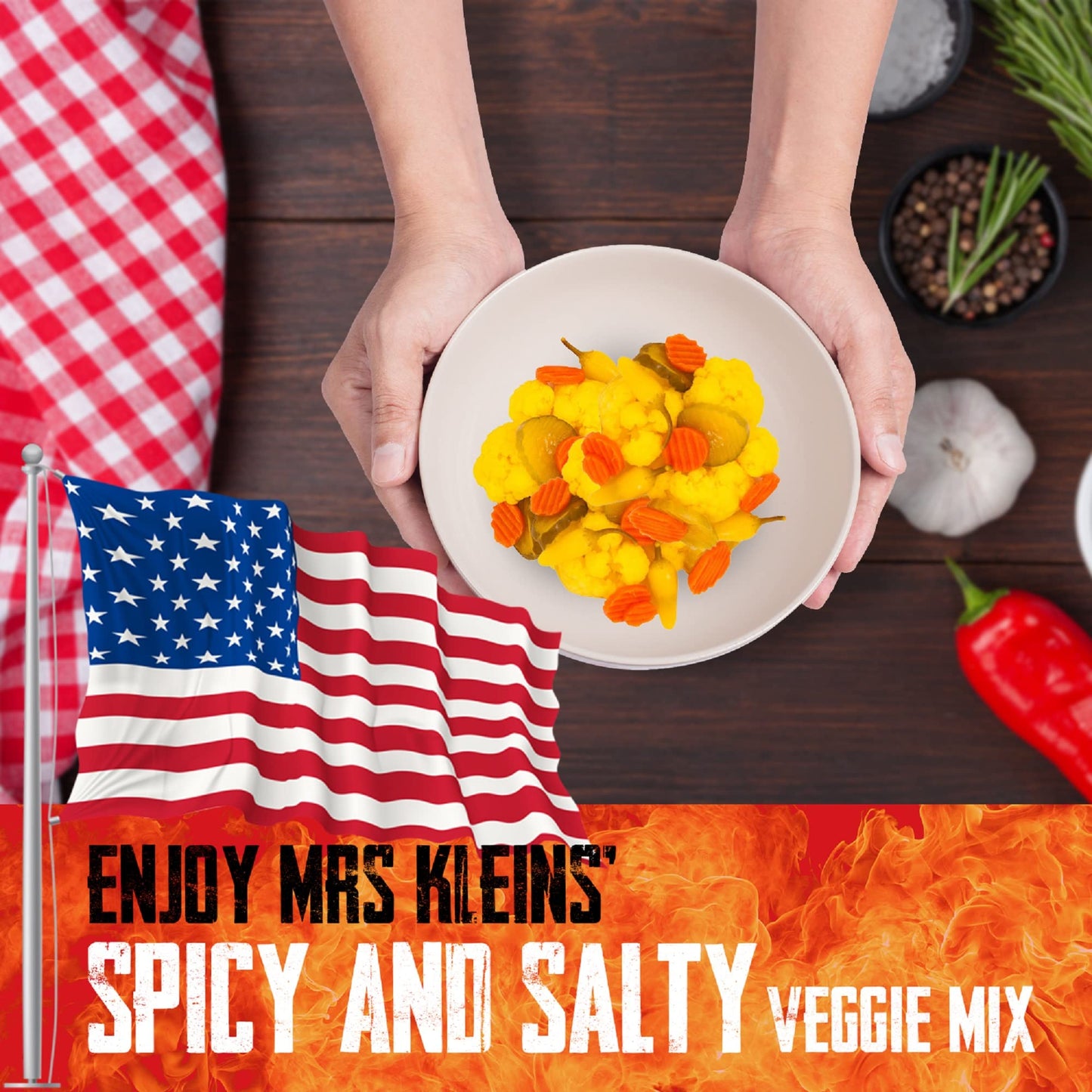 So Hot Mix-Spicy Pickled Cauliflower Florets Spicy Sliced Carrots Sliced Pickles And Yellow Hot Chilis A Vegan Snacks A Bulk 1 G