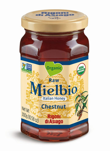 Rigoni di Asiago Mielbio Organic Italian Raw Chestnut Honey, 10.58oz (Pack of 6)