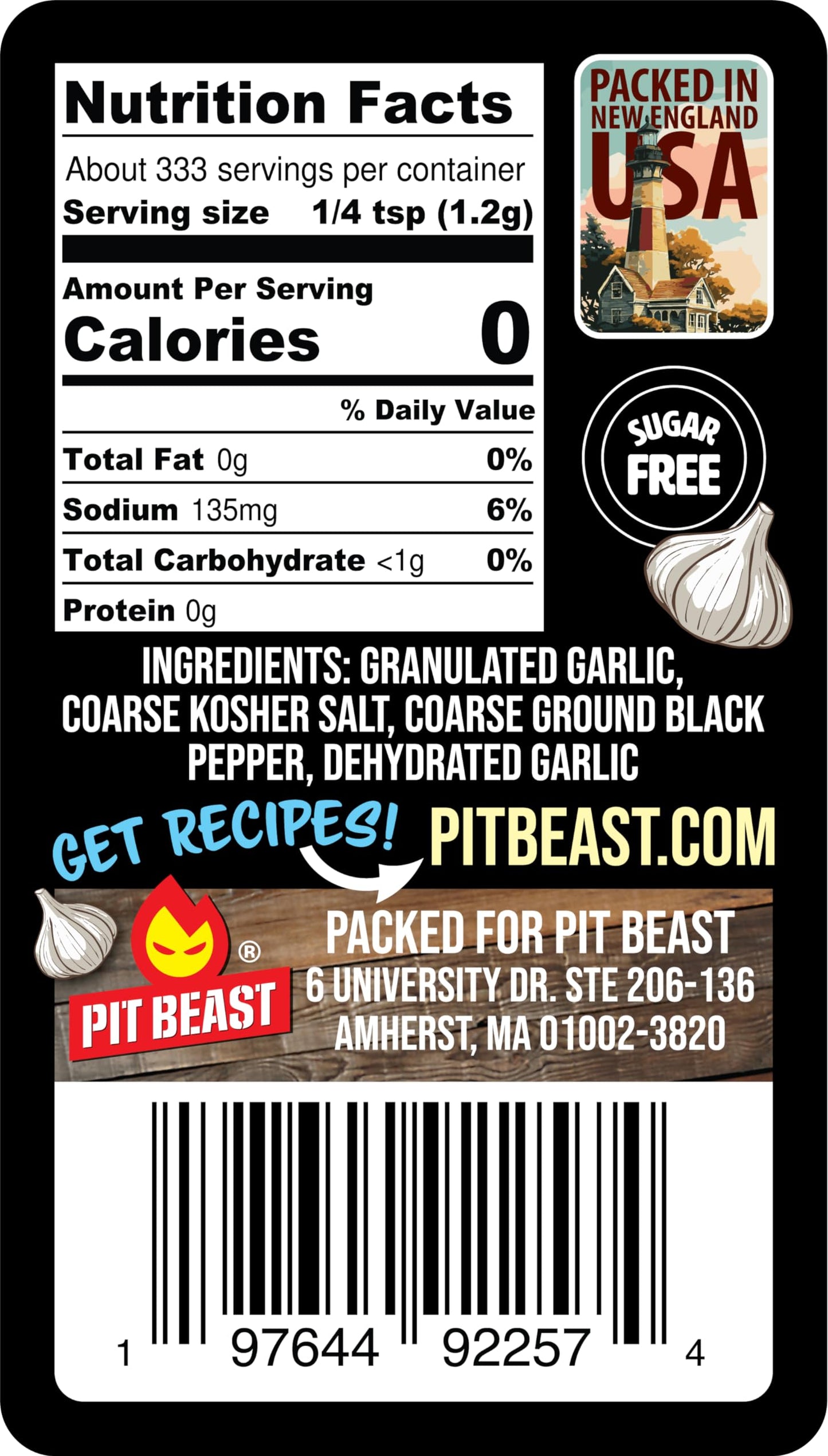 Pit Beast Garlic AF - Garlic, Salt, and Pepper BBQ Rub Seasoning | ALL PURPOSE EXTREME GARLIC FLAVOR SPICE BLEND | Chicken, Past