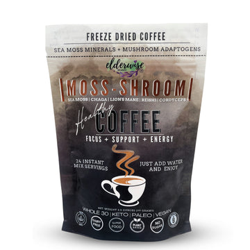 Elderwise Organics Coffee With Mushrooms & Sea Moss - Lion'S Mane, Chaga, Reishi & Cordyceps - 24 Servings - Healthy Coffee - Fr