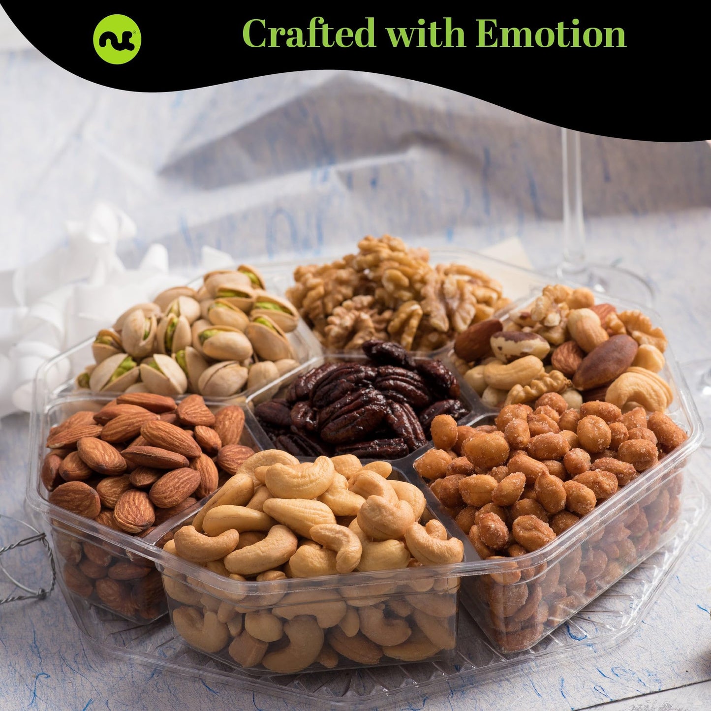 Sympathy Nuts Gift Basket With Sympathy Ribbon + Greeting Card (7 Assortments) Gourmet Food Bouquet Platter, Condolence Care Pac
