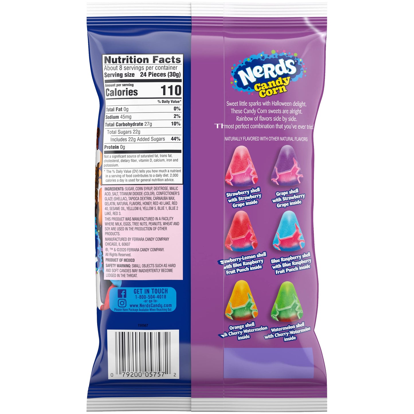 Nerds Halloween Fall Candy Corn Trick or Treat Bags for Kids Party, 8 Ounce (Pack of 12)