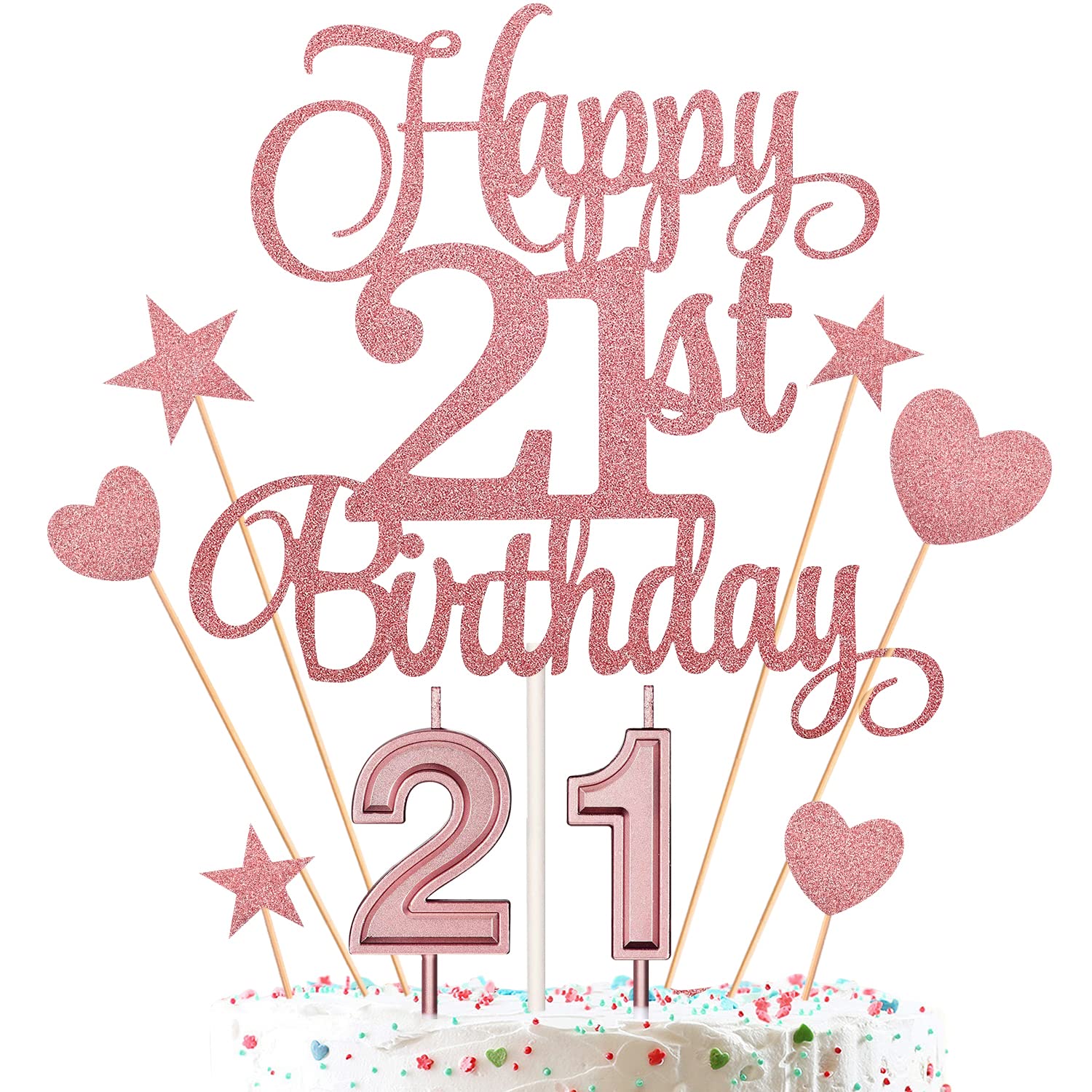 21St Birthday Cake Decorations Set Include 21St Birthday Candles Numeral 21 Cake Candles And Happy 21St Birthday Cake Toppers Wi