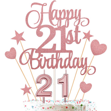 21St Birthday Cake Decorations Set Include 21St Birthday Candles Numeral 21 Cake Candles And Happy 21St Birthday Cake Toppers Wi