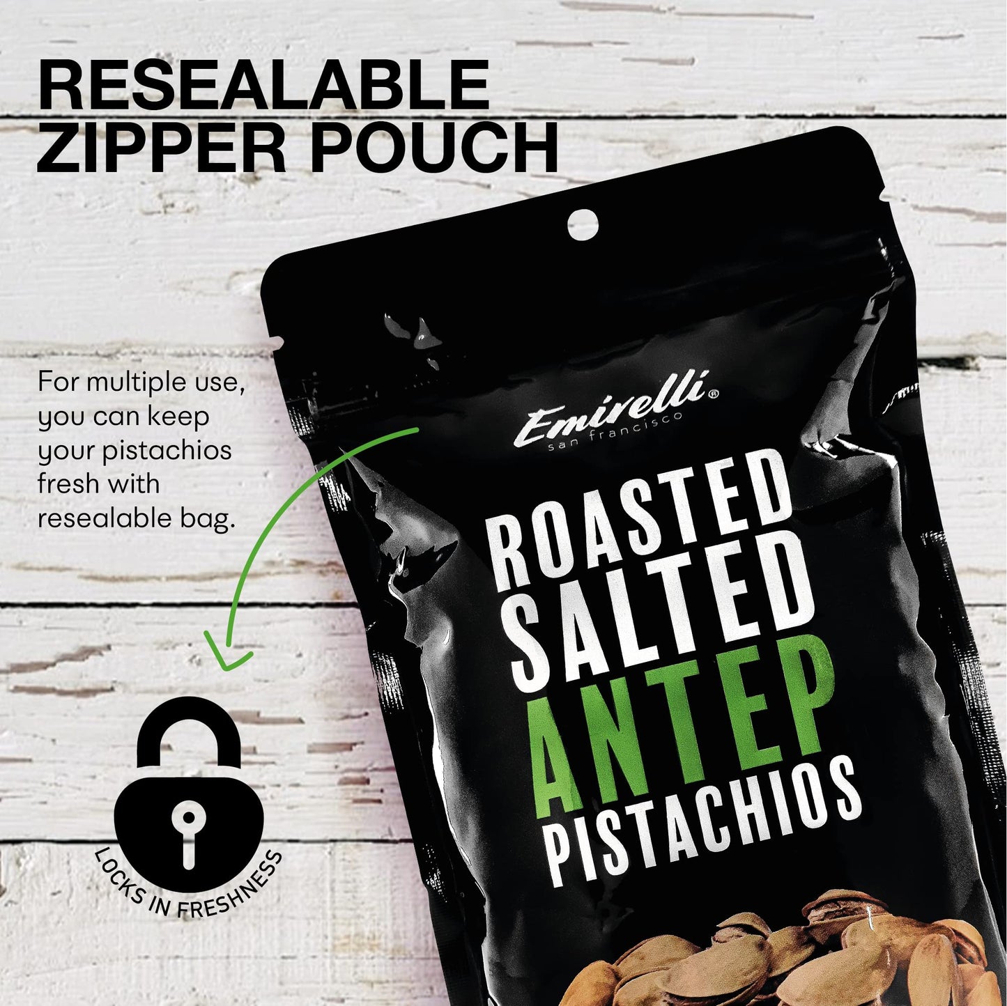 Emirelli Turkish Antep Pistachios In Shell, Roasted And Salted Intense Nuts, Non Gmo Gluten Free Natural Vegan Healthy Snacks, S