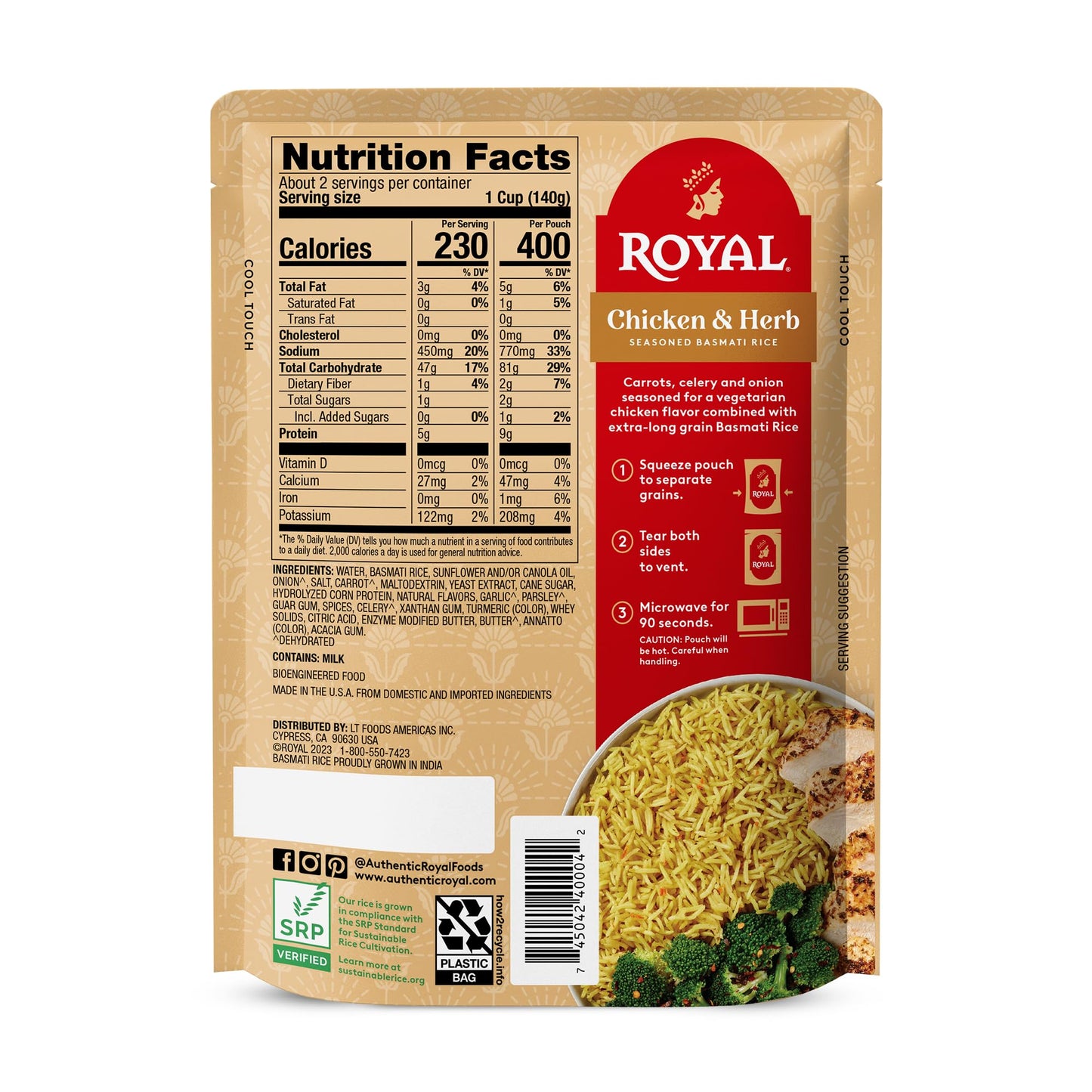 Royal - Ready To Heat Rice - Authentic Chicken & Herb, 4 Count