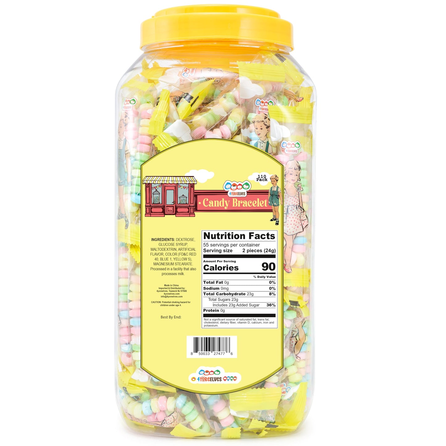 Cartwheel Confections 110 Candy Bracelets Individually Wrapped Bulk, Bracelet Candy Jewelry, Pastel Candy For Candy Buffet, Edib