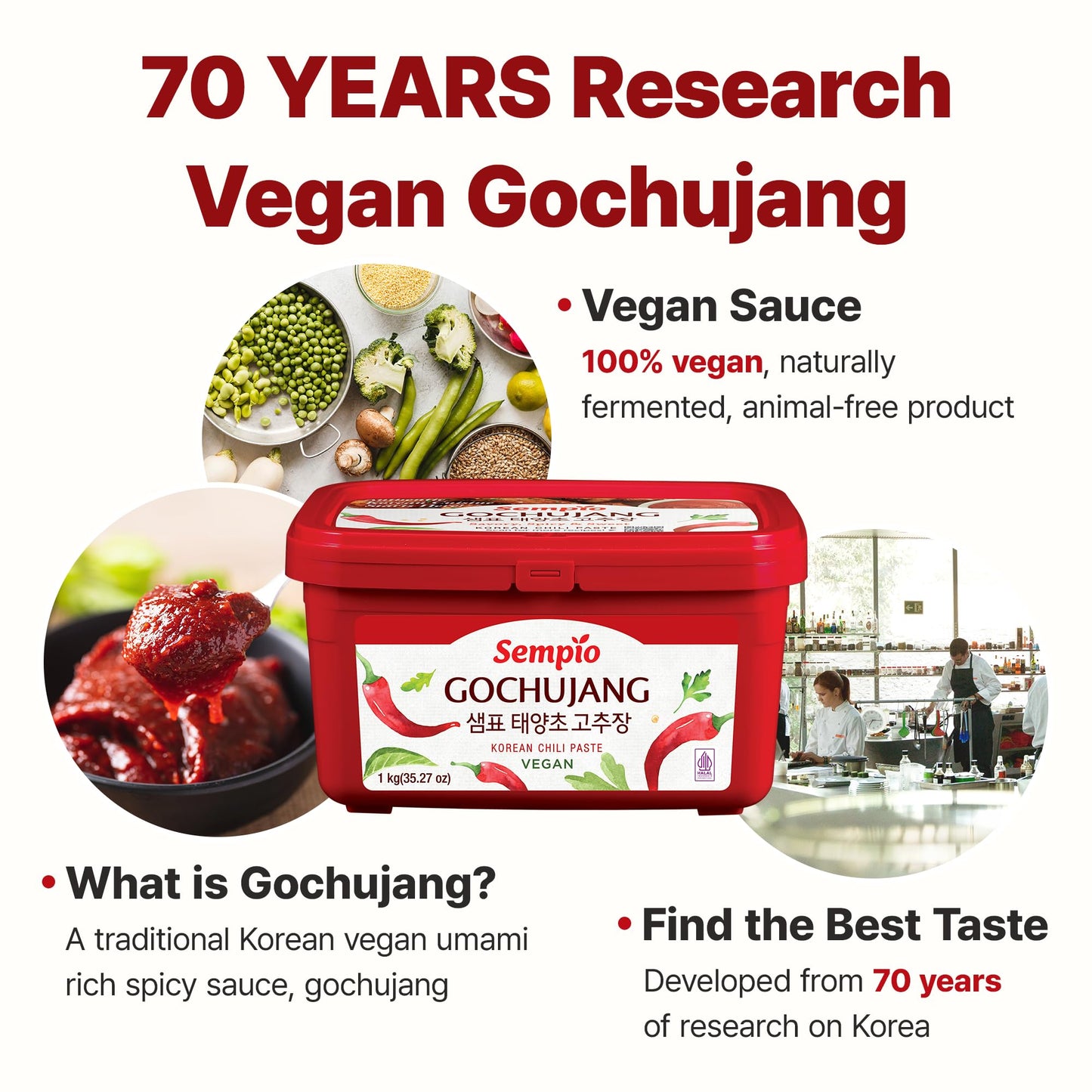 Sempio Vegan Gochujang - Mild Heat - Korean Traditional Fermented Condiment For Tteokbokki, Bibimbap, Red Chili Pepper Paste, Sp