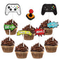 Wernnsai Watercolor Video Game Party Cupcake Toppers - 35 Pieces Game Theme Party Supplies For Boys Kids Birthday Party Cupcake