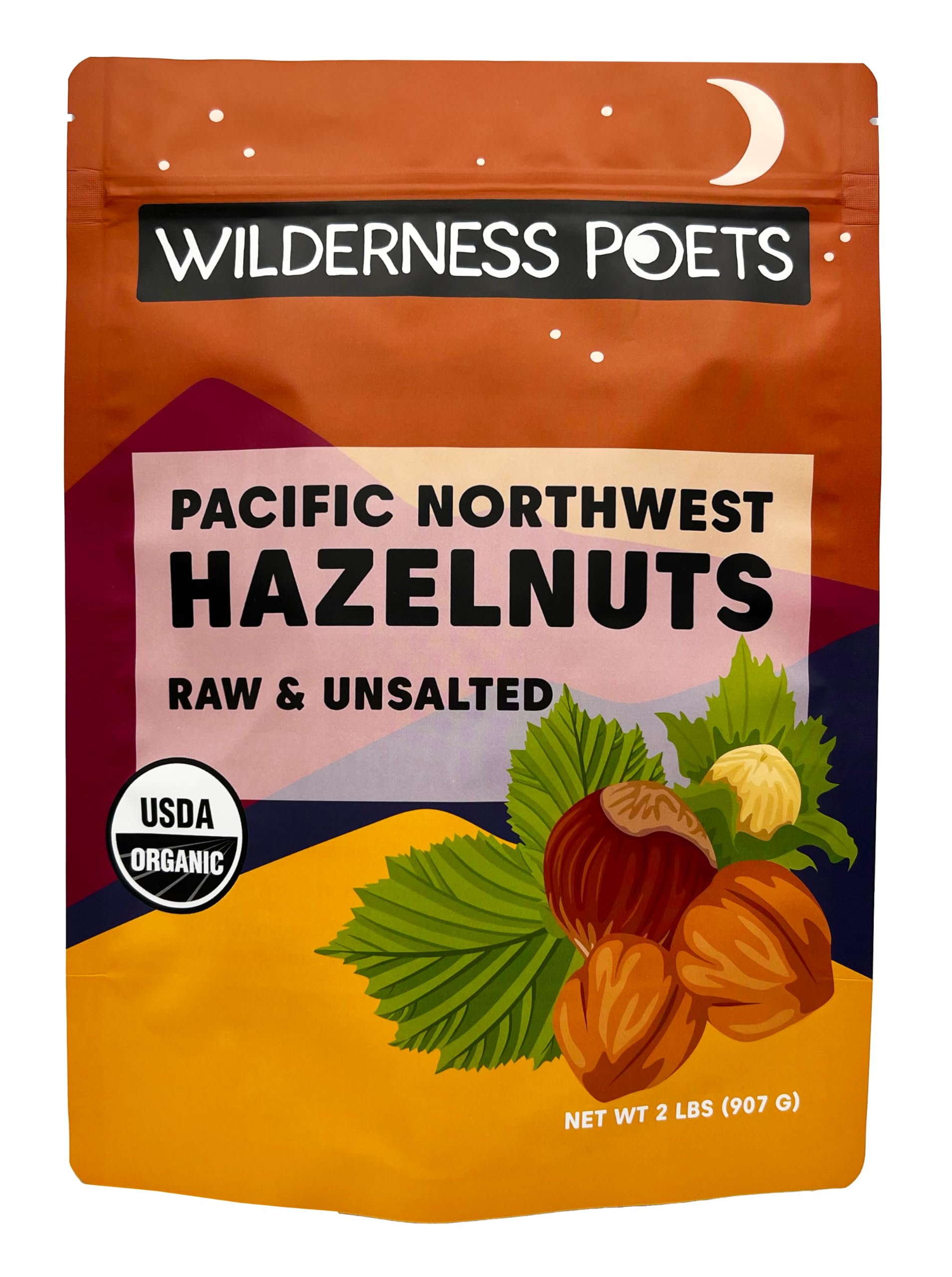Wilderness Poets, Organic, Pacific Northwest-Grown Hazelnuts - Raw, Whole Nuts with Skins, No Shells. Bulk Size (32 Ounce - 2 Po