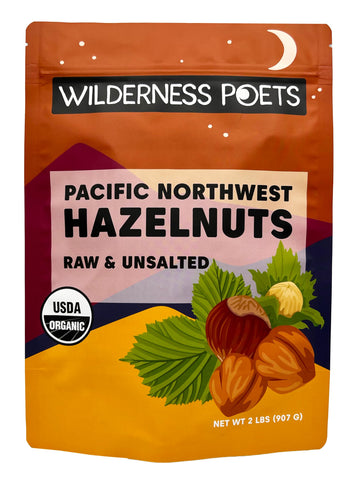 Wilderness Poets, Organic, Pacific Northwest-Grown Hazelnuts - Raw, Whole Nuts with Skins, No Shells. Bulk Size (32 Ounce - 2 Po