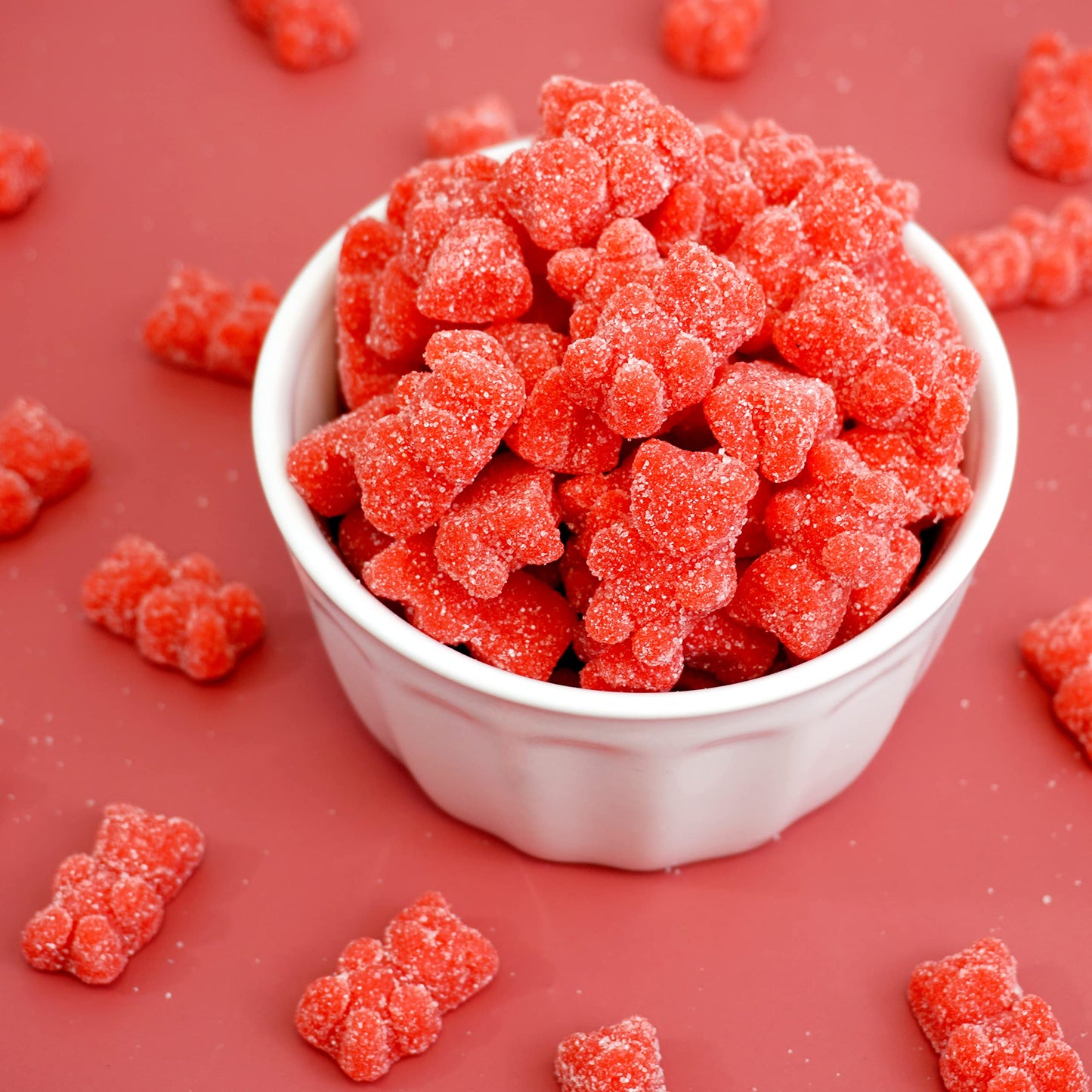 The Hampton Popcorn Company Red Gummy Bears, Sugared, 2.2 Pound Bag, Cherry Flavored