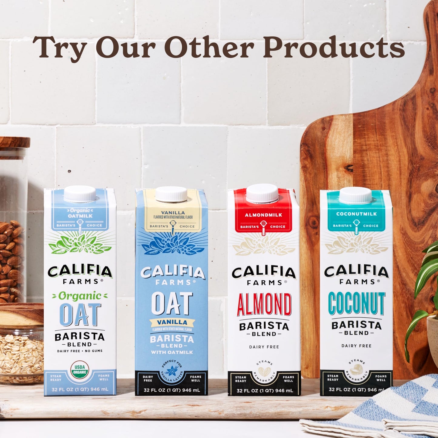 Califia Farms - Oat Barista Blend Oat Milk, 32 Oz (Pack of 6), Shelf Stable, Dairy Free, Plant Based, Vegan, Gluten Free, Non GM