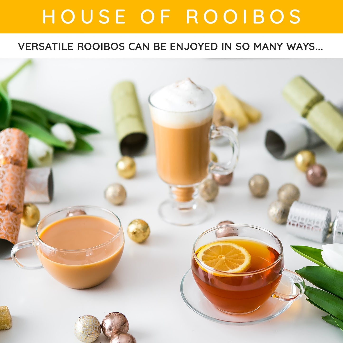 House of Rooibos Organic Rooibos Tea - Caffeine-Free Herbal Tea - 80 Bags
