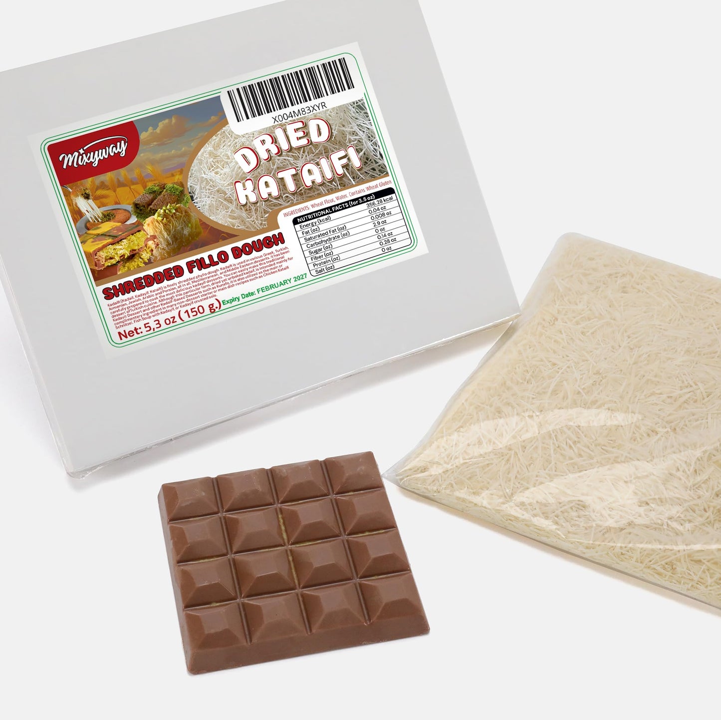 Kataifi Shredded Fillo Dough For Dubai Chocolate Bar Pistachio 5.3 Oz (150 Gr.) Kadayif For Knafeh Pistachio Chocolate Bar Pastr