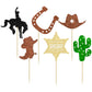 Gyufise Cowboy Cupcake Toppers, 24Pcs Glitter HorseShoe & Hats, Small, Brown, Paper Decorations for Western Theme Parties