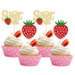 24Pcs Strawberry Sweet One Cupcake Toppers Glitter First Birthday Strawberry Cupcake Picks For Fruit Theme Baby Shower Kids 1St