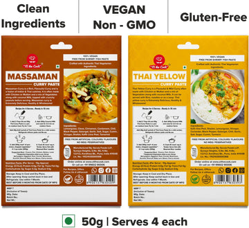 El The Cook Thai Curry Paste Value Combo (4 Pack)- Red,Yellow,Green,Massaman | 100% Veg | Restaurant Style Chicken,Fish,Prawn,Ve