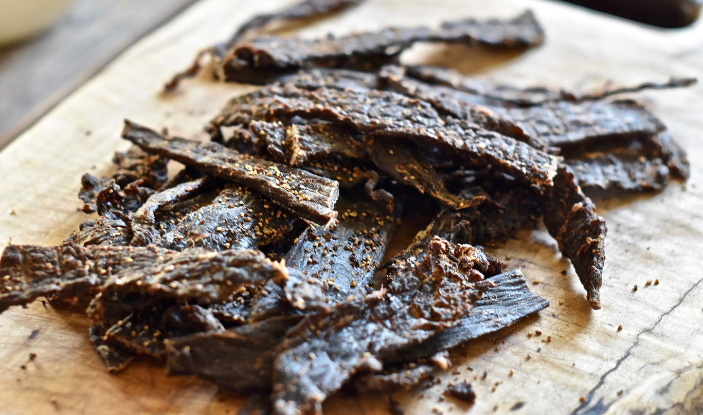 No Mans Land Black Pepper Beef Jerky High Protein Low Calorie Low Carb Beef Snack 16Oz Bag