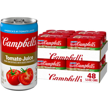 Campbells 100% Tomato Juice, 5.5 fl oz Can, Pack of 48