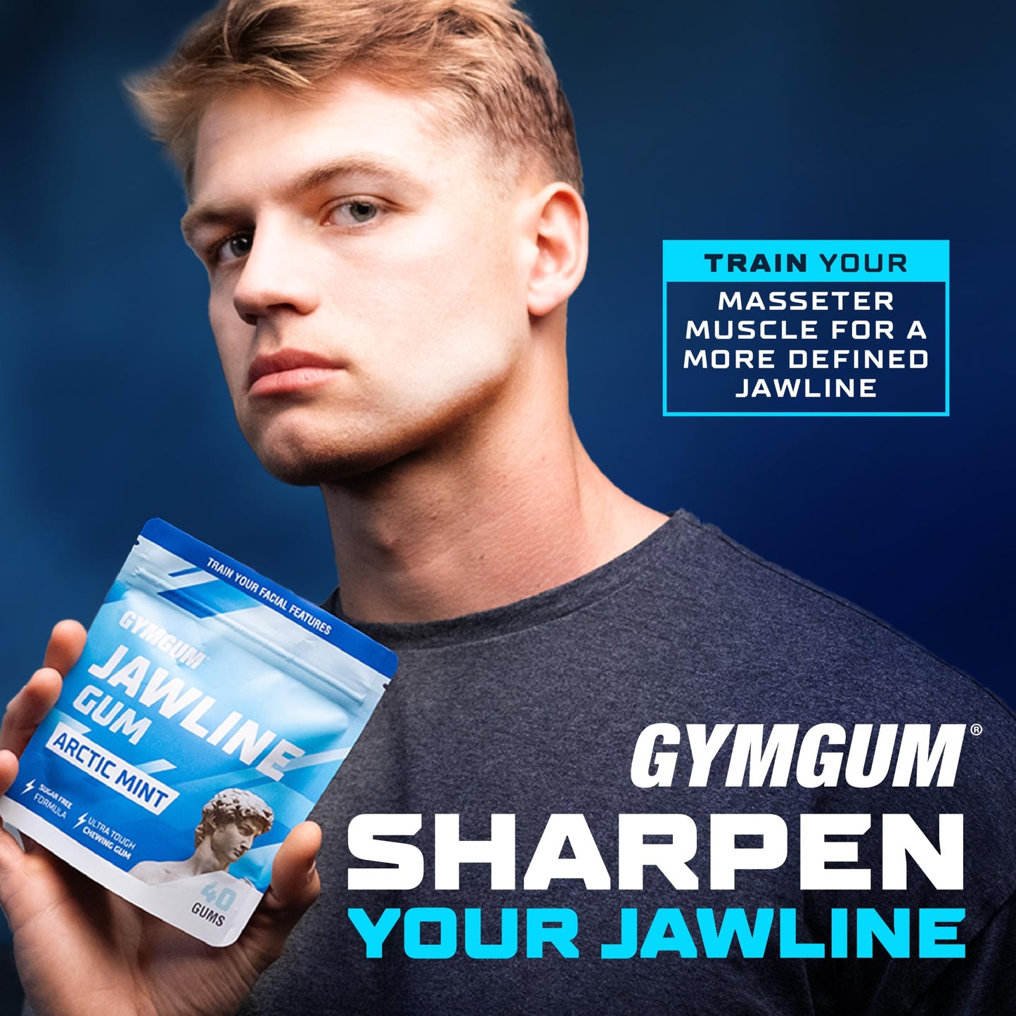 GYMGUM Jawline Gum - Hard Chewing Gum for Jaw Strength, Sugar-Free, 40 Count, Arctic Mint