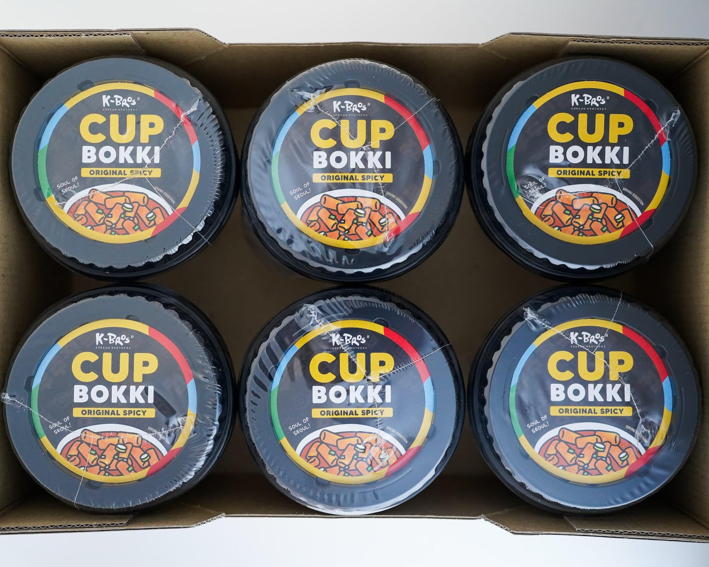 CupBokki Korean Tteokbokki Rice Cakes, Spicy Flavor, 6 Pack - Authentic Spicy Korean Rice Cake Jjajang from the Korean Bros (???