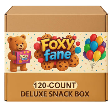 Foxy Fane 120 count Deluxe Snack Box - Ultimate Gift Care Package with Variety Assortment of Crackers, Cookies, Candy, Chips & o