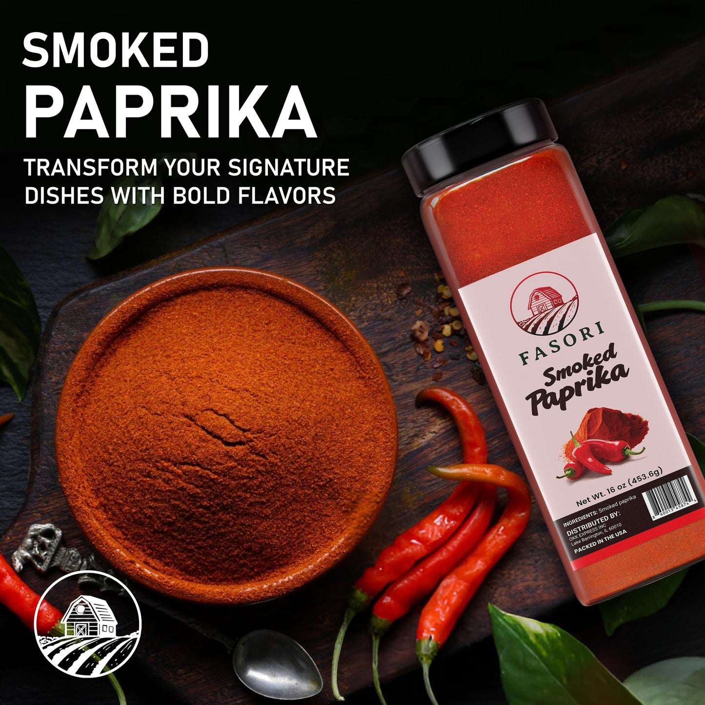 Fasori Smoked Paprika Powder 16 oz (1lb) enhanced Ground Paprika Spice  Bold Smoky Flavor  Perfect for Cooking  BBQ & Grilling