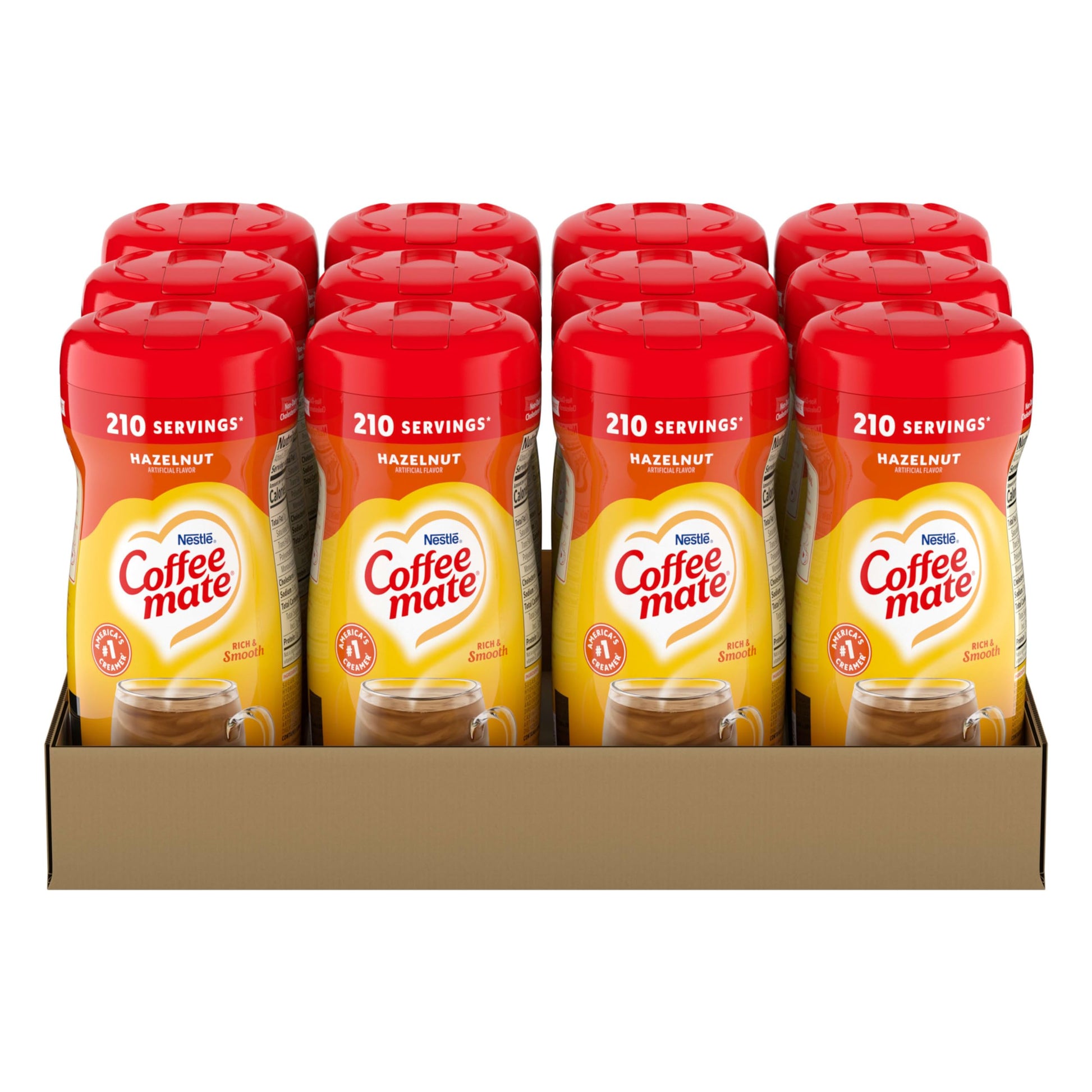 Nestle Coffee Mate Coffee Creamer, Hazelnut, Non Dairy Powder Creamer, 15 Oz Canister (Pack Of 12)