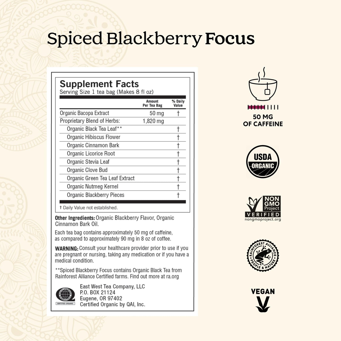 Yogi Tea Spiced Blackberry Focus - Organic Black Tea with Caffeine - 16 Bags per Pack (4 Packs)
