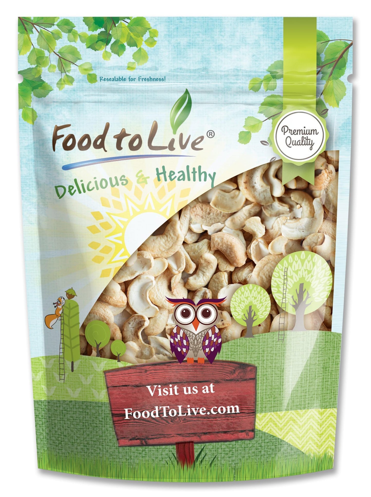 Food to Live Cashew Pieces, 3 Pounds - Kosher, Raw, Vegan, Paleo Friendly, Unsalted, Unroasted, Bulk, Rich in Selenium, Zinc, Ma