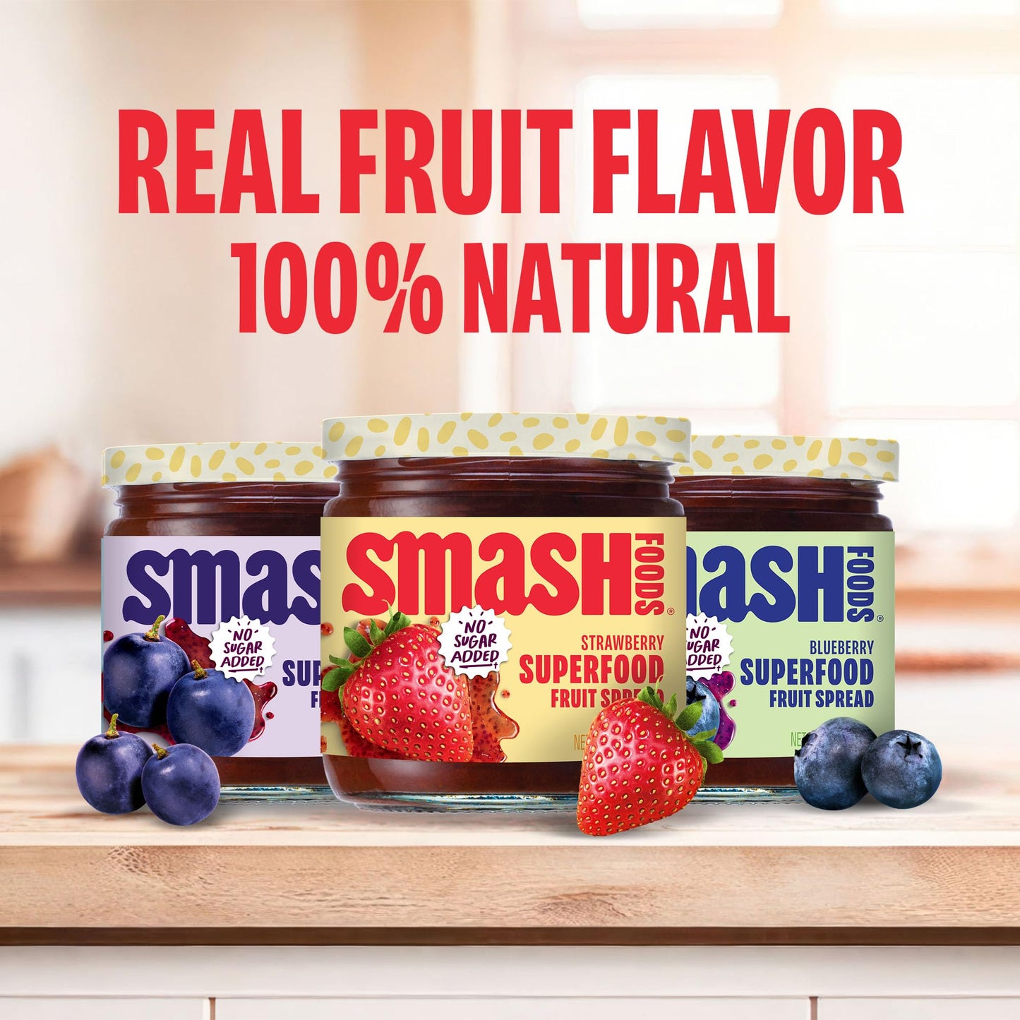 Smash Foods Jam, Variety 3-Pack Family Favorites | No Sugar Added, Naturally Sweet Jelly | Keto Friendly, Low Calorie, Low Carb