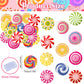 Fyeoxle 36Pcs Edible Candyland Cupcake Toppers Wafer Paper Lollipop Garland Cupcake Decor Wafer Sheet Edible Candy Dessert Picks