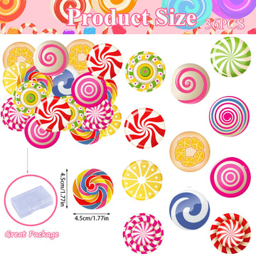 Fyeoxle 36Pcs Edible Candyland Cupcake Toppers Wafer Paper Lollipop Garland Cupcake Decor Wafer Sheet Edible Candy Dessert Picks