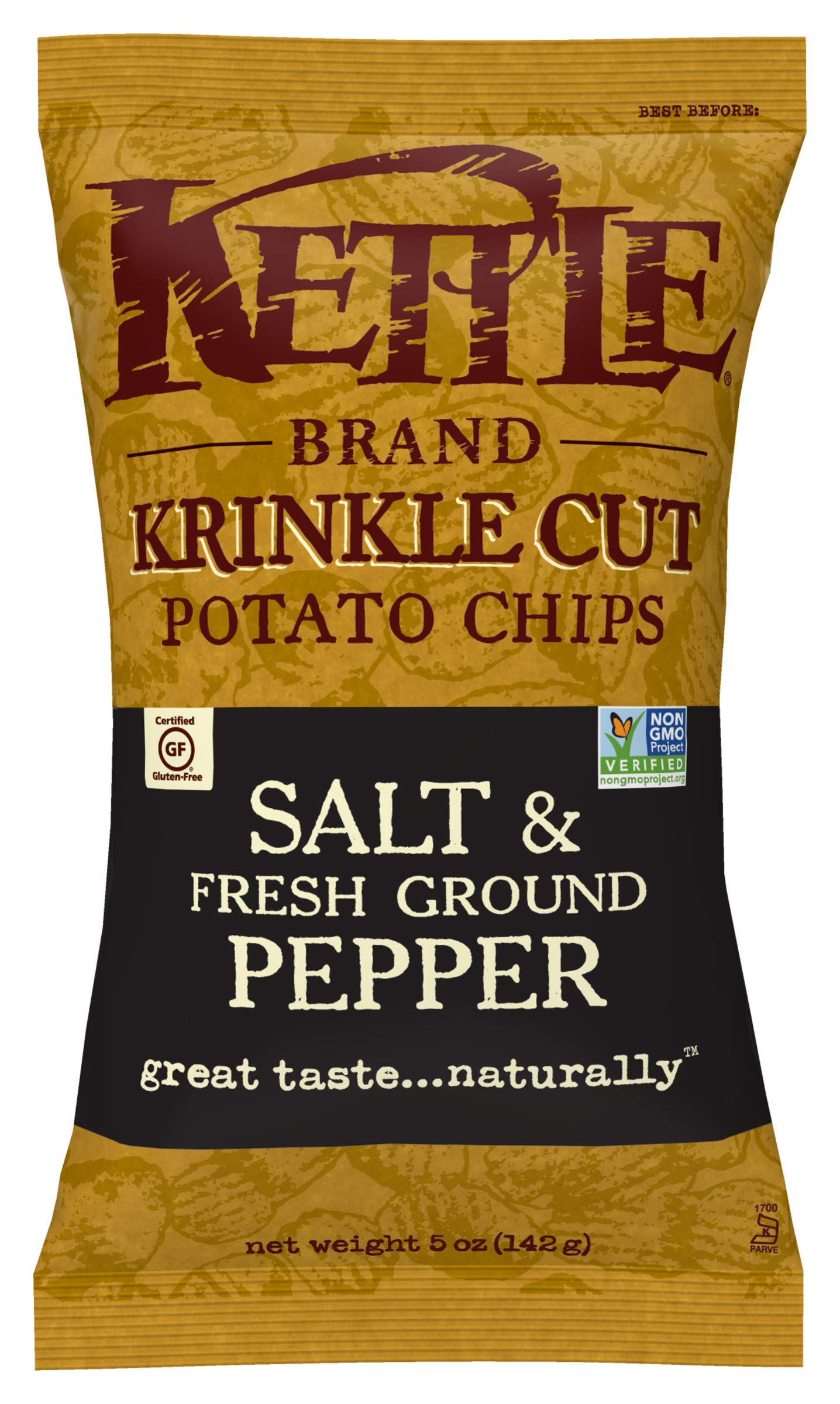 Kettle Krinkle Cut Salt And Fresh Ground Pepper Potato Chips - 5 Oz. Bag, 15 Per Case