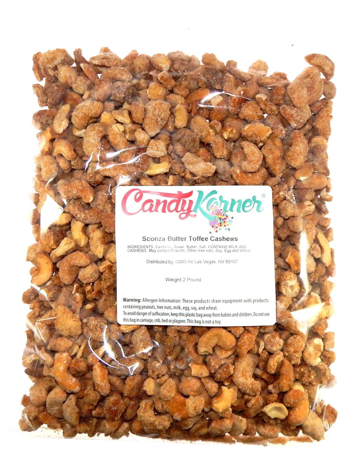 Sconza Butter Toffee Cashews - Cashews Covered In Butter Toffee 2 Pound ( 32 Ounce ) By Candykorner