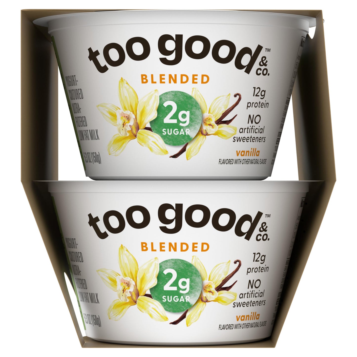 Two Good Low Fat Greek Yogurt, Vanilla, Lower Sugar, Gluten Free, With 2g of Sugar, 5.3 oz., 4 Pack