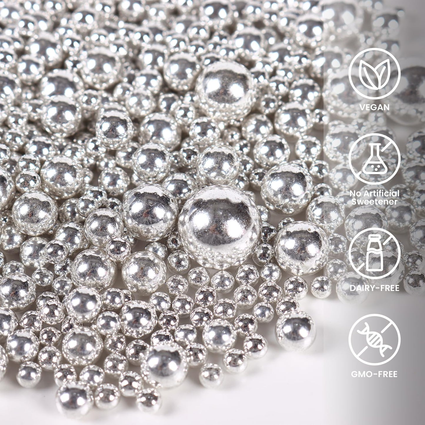 Silver Pearl Sprinkles For Cake Decorating,Metallic Sprinkles For Cupcake Toppers Baking Cookie Ice Cream, Lover Birthday Celebr