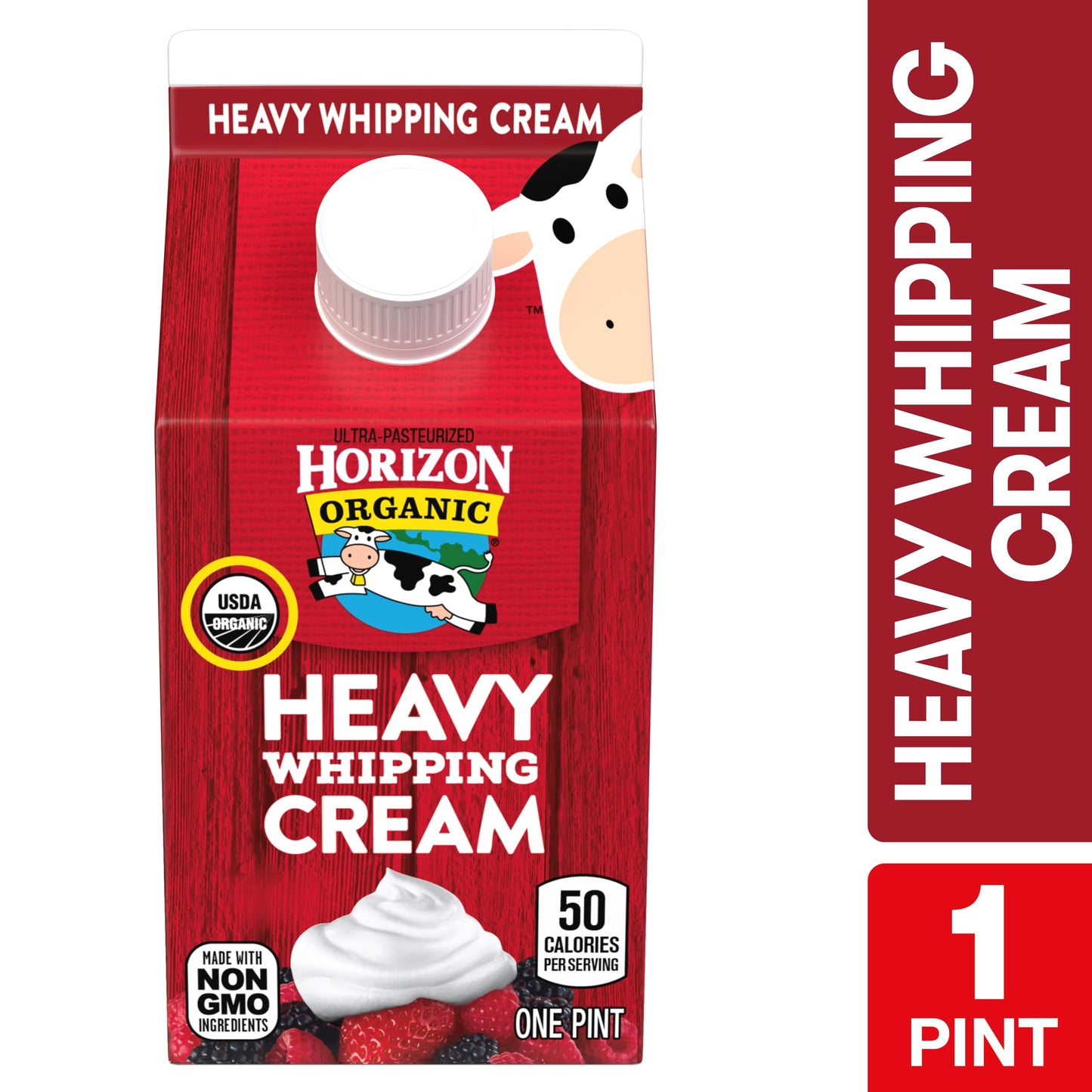 Horizon Organic Heavy Whipping Cream, Great for Making Organic Whipped Cream Topping and Cold Foam for Coffee, 16 fl oz Pint Car