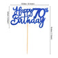 UNIMALL Cake Topper for 70th Birthday, Medium Size, Blue Glitter Paper Decorations