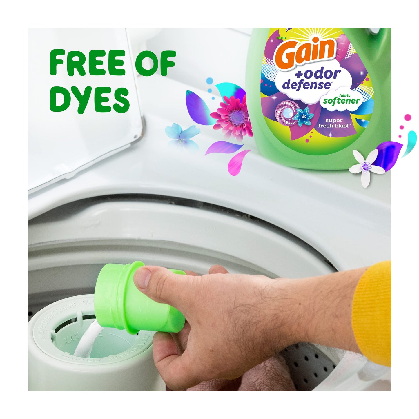 Gain + Odor Defense Liquid Fabric Softener, Super Fresh Blast Scent, 35 Loads (4 Pack)
