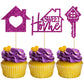 Gyufise Cupcake Toppers 24 Pack - Sweet Home Decorations, Purple, Paper Picks for Housewarming Party