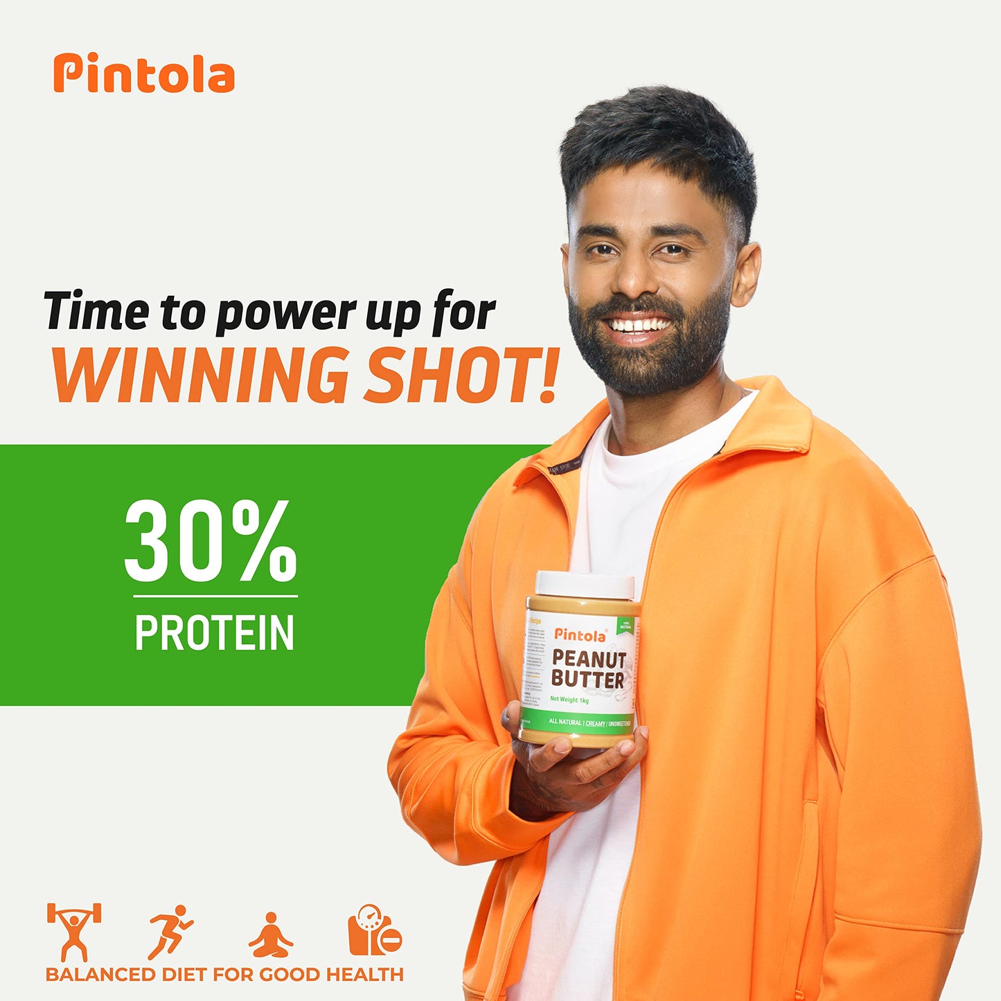 Pintola All Natural Peanut Butter (Creamy) (1Kg (Pack Of 1)) | Unsweetened | 30G Protein | Non Gmo | Gluten Free | Cholesterol Free