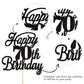 Rssta i Happy 70th Birthday Cake Topper Black Glitter, 70 & Fabulous, Paper, Model XM063-new-Black 70th