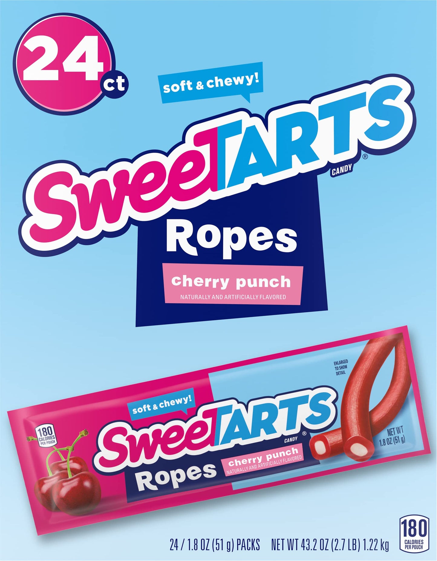 Sweetarts Soft And Chewy Ropes, Cherry Punch Flavor, 1.8 Ounce Pouches (Pack Of 24)
