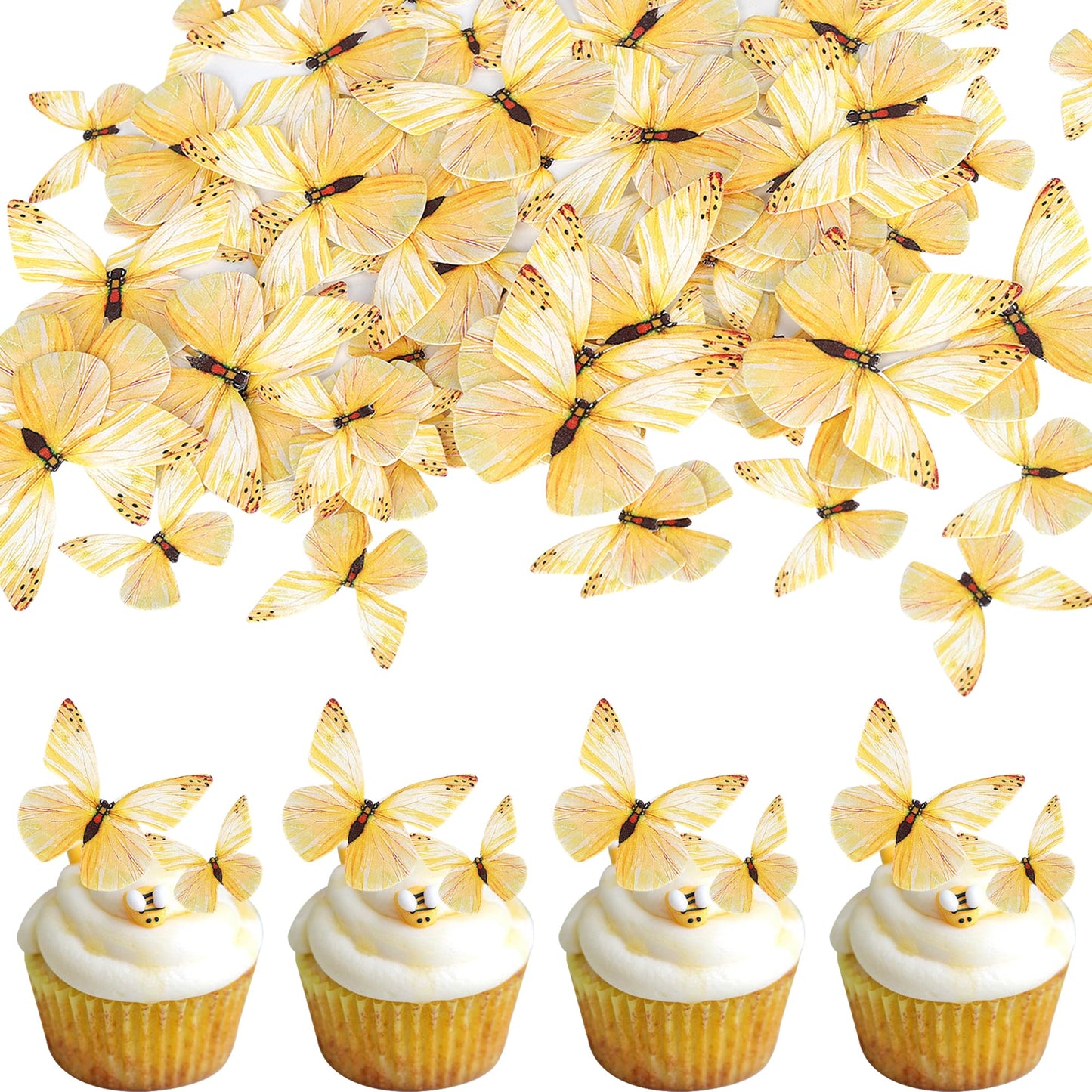 72PCS Edible Butterfly Cupcake Toppers Butterfly Cupcake Picks Edible Butterfly Cupcake Decorations for Butterfly Theme Baby Sho