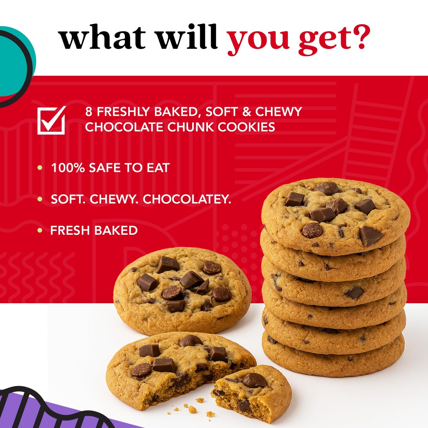 Davids Cookies Freshly Baked Cookies Assortment - Delicious Handmade Soft Variety - Exquisite Gourmet Gift for Friends & Family on Special Occasions - Chocolate Chunk Cookies in Sweet Sampler Tin